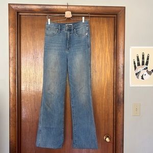 Madewell super high rise wide leg flares.